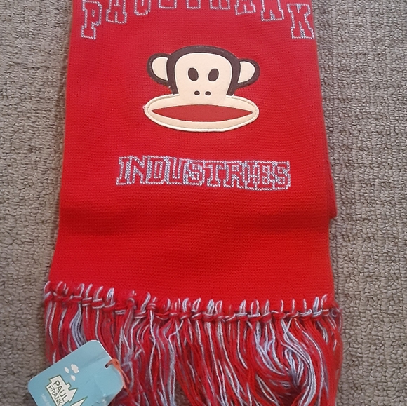 NWT Paul Frank Fringe Scarf- Unisex- Red & Blue- Made in U.S.A - Picture 3 of 5
